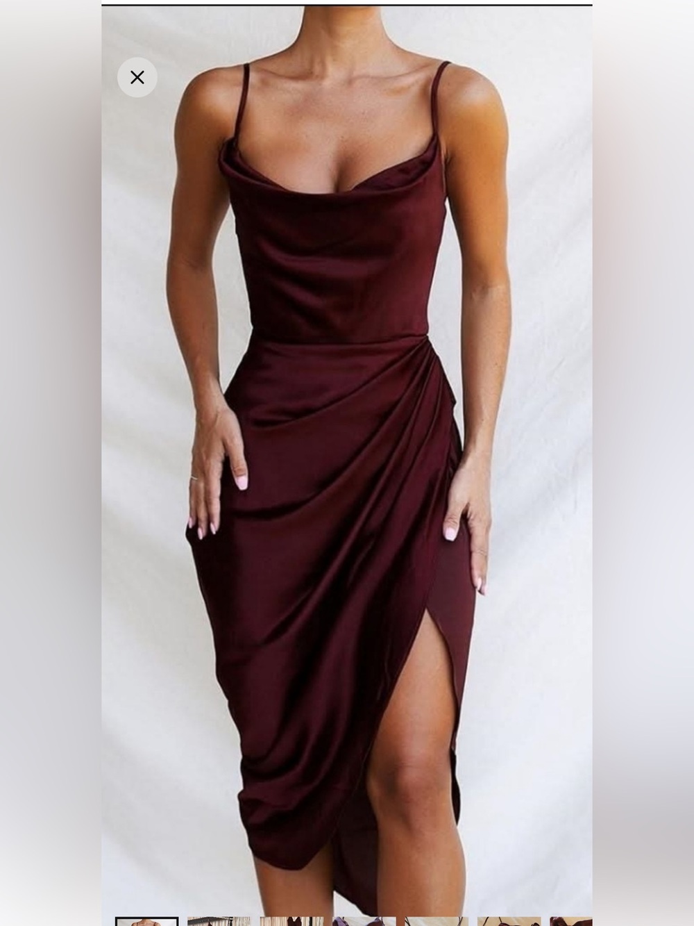 Slip Midi Dress in Deep Burgundy